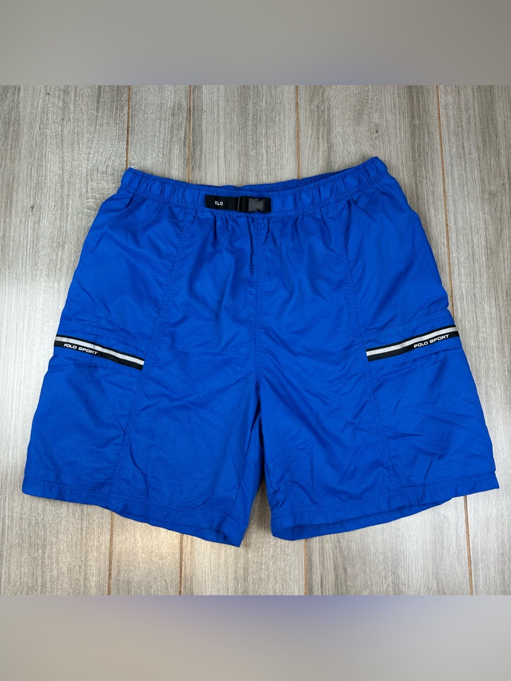 VTG Y2K Polo Ralph Lauren SPORT Shorts XXL 2XL Utility Hybrid Swim Belted Blue